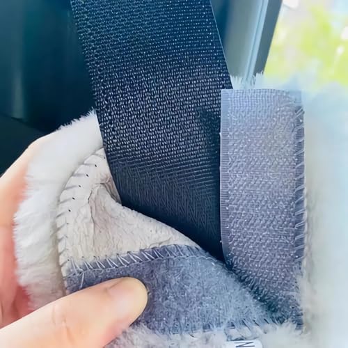 AOGELAN Fluffy Fuzzy Genuine Sheepskin Car Seat Belt Covers for Soft Auto Lambswool Seatbelt Pads, Shoulder Strap Cushion Adults Kids (2, Gray) - color: Gray