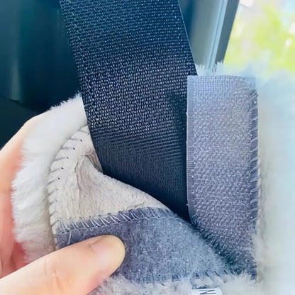 AOGELAN Fluffy Fuzzy Genuine Sheepskin Car Seat Belt Covers for Soft Auto Lambswool Seatbelt Pads, Shoulder Strap Cushion Adults Kids (2, Gray) - color: Gray