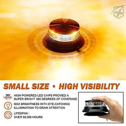 Xprite LED Rotating Beacon Light, 4.5Inch Super Bright Forklift Strobe Lights w/Magnetic Base for 12-24V Construction Truck Patrol Car Tractor Golf Carts-Amber&White - color: Amber White