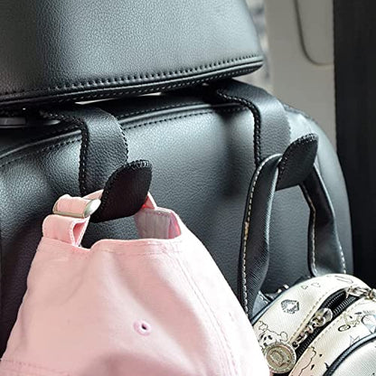 Car Hooks Universal Car Vehicle Back Seat Headrest Hanger Holder Hook Microfiber Leather & Stainless Steel for Bag Purse Cloth Drink Grocery (Black) - color: Black