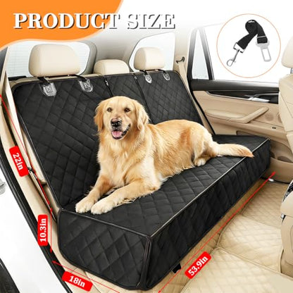 Dog Car Seat Cover for Back Seat, Waterproof Nonslip Full Protection Pets Rear Seat Protector with Side Flaps, Scratchproof Pet Auto Back Bench Cover, Universal for Vehicles (Black) - color: Black