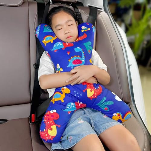 Car Travel Pillow for Kids Adults X-Shaped Car Sleeping Head Support Soft Neck Pillow Head and Body Support Travel Pillow Cushion for Car Seat Pillow Car Aircraft Travel Pillow Headrest for Road Trips - color: X-shaped, Blue Dinosaurs