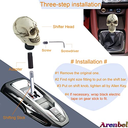 Arenbel Car Gear Lever Grip Knobs Skull Head Racing Shift Stick Manual Shifter Handle Fit Most Auto Manual Vehicles, Beige - color: Dark Blue