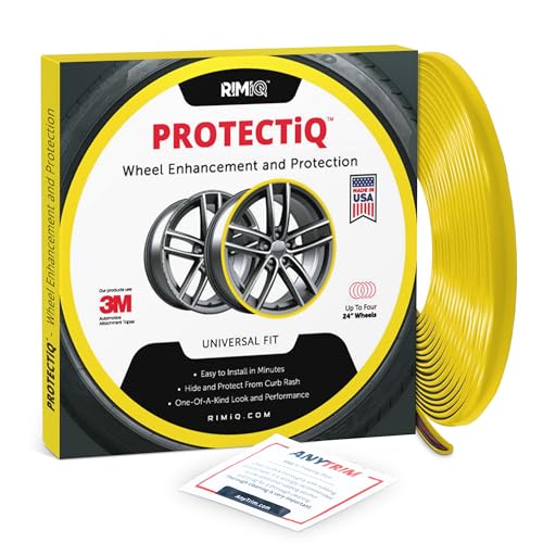 RIMiQ PROTECTiQ Universal Wheel Protection - 1/4" Trim Easy to Apply with Automotive 3M Tape. 6 Colors - Fits Up to 24" Rims - Including Tesla - Yellow - color: Yellow, size: Protectiq