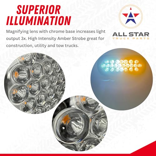 All Star Truck Parts 2x 6.5 Inch Oval Amber/White Strobe Lights 24LED Recessed Quad Flash Patterns for Truck Towing Trailer Lights Lamps, Rubber Grommets + 3-prong Wire Pigtails Included, 10V-30V - size: 2pc Amber/White Strobe