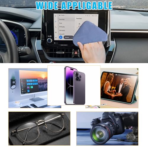 Ohleats Car Screen Cleaner, Microfiber Auto Screen Cleaning Pad, Foldable Touch Screen Cleaner Cloth for Vehicle Dashboard LCD Display, Interior Car Accessories - color: Blue&Gray,2Pcs