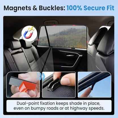 KUST Car Window Shades for 2010-2024 Toyota 4Runner Accessories, Breathable Mesh Magnetic Window Covers, Rear Back Side Window Sun Shades UV Block Privacy Protection for Baby Camping Napping 2PCS - size: FOR | Toyota 4Runner 11-23 (Pack of 2 Rear Side)