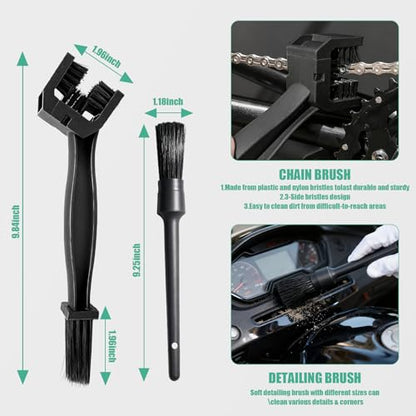 13PCS Motorcycle Cleaning Kit, Motorcycle Detailing Kit Overall Cleaner Tools Car Washing Brush Rims Cleaning Kit Chain Tire Wheel Brush Set Chain Tire for Car Bike Motorbike