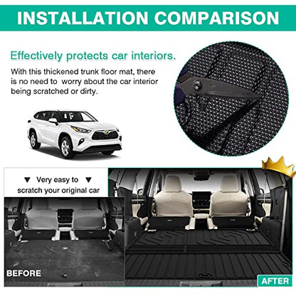 Powerty Trunk Mat for 2020-2023 2024 2025 2026 Toyota Highlander Accessories Cargo Mats Backrest Mat TPE All Weather Cargo Liner Heavy-Duty Trunk Liners(Fits 5-Seats and 7-Seats Models) - size: Cargo Mat｜For｜20-26｜Toyota Highlander