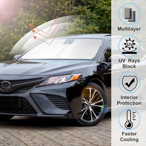 Windshield Sun Shade Custom Fit 2018-2024 2025 2026 Toyota Camry LE XLE Hybrid SE XSE Sedan Accessories Front Foldable Window Sunshade - size: Fit Toyota Camry 2018-2026