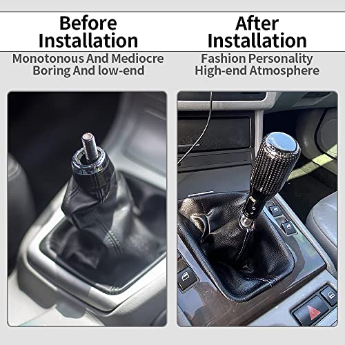 muge racing Carbon Fiber Shift Knob Long Modified Carbon Fiber Stand Head Gear Shift Knobs for Most Automobile with 3 Adapters (Carbon Fibers-Long, Black) - style: Carbon Fiber-Long