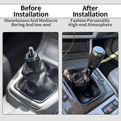 muge racing Carbon Fiber Shift Knob Long Modified Carbon Fiber Stand Head Gear Shift Knobs for Most Automobile with 3 Adapters (Carbon Fibers-Long, Black) - style: Carbon Fiber-Long