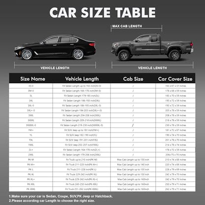 Car Cover Waterproof All-Weather,Heavy-Duty Outdoor Full Exterior Automobiles Sedan/Coupe (Length 179-185 inch) with Windshield Sun Shade Universal Fit Toyota Corolla,Honda Civic,Jetta etc - size: Fit Sedan Length 179-185 inch(3L)