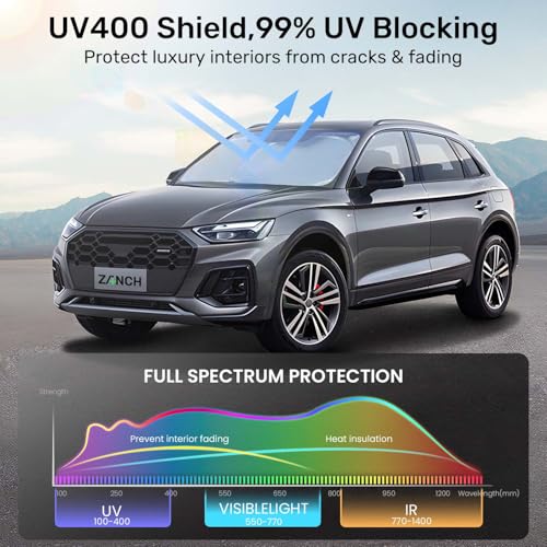 2025 Upgraded Zanch Car Front Windshield Sun Shade - Ultimate UV Protection & Heat Reductionlinnovative No-Light Leakage TechnologylFoldable DesignlPerfect Fit for Sedans Mini SUVs, Medium(64"X32") - size: M - SUV/Sedan/Hatchback