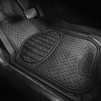 FH Group Automotive Floor Mats Climaproof for All Weather Protection Universal Fit Heavy Duty Rubber fits Most Cars, SUVs, and Trucks (Full Set Trim to Fit) Black - color: Black