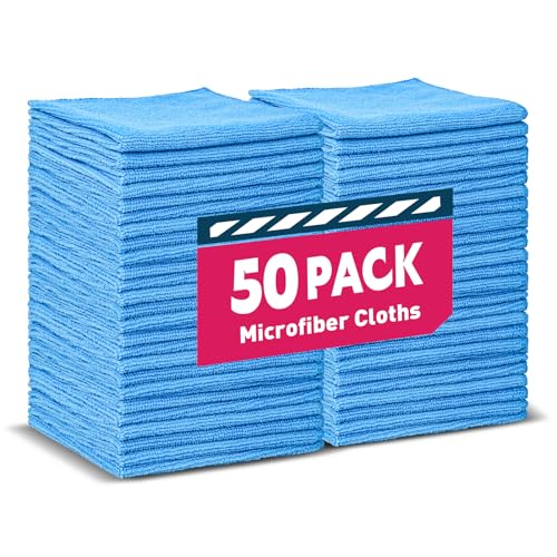 TEAWOO Microfiber Cleaning Cloths-50 Pack, Microfiber Towels Bulk, Towels for Cars & Home, Cleaning Rags Blue (12x12 inches) - color: Blue, size: 50 Pack