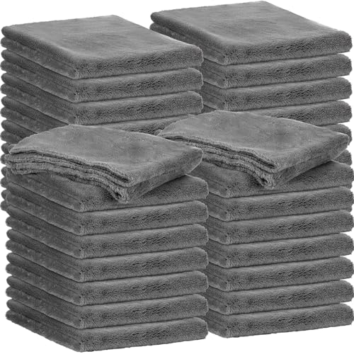 Shimeyao 20 Pcs 16 x 16 Inch Edgeless Microfiber Plush Towels for Cars Detailing Drying Wash Polishing Absorbent Cleaning Cloths, 500 GSM (Gray) - color: Gray, size: 16 x 16 Inch