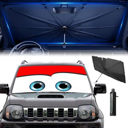 Windshield Sun Shade 2025 Car Accessories 100% Blackout Car Front Windsow Shades Umbrella Automotive Sun Visor Block Heat Insulation Protection (Red) - color: Red