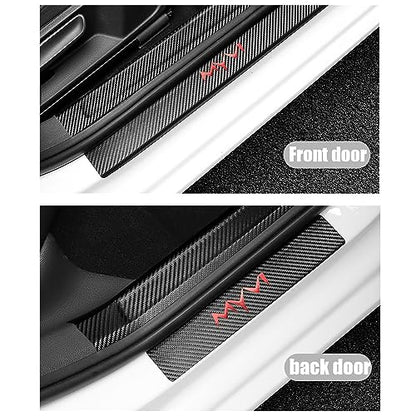 LEXLEY For Dodge Charger Challenger Durango SRT,Customize Your Car Model,Leather Door Sill Protector,Scuff Plate Cover-RED - color: RED