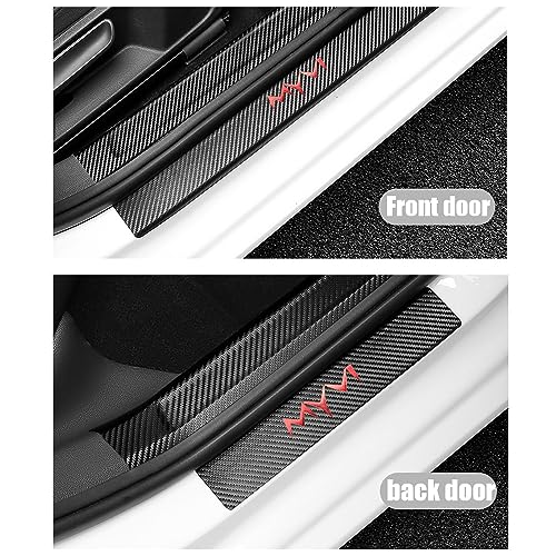 LEXLEY For Dodge Charger Challenger Durango SRT,Customize Your Car Model,Leather Door Sill Protector,Scuff Plate Cover-SLIVER - color: SILVER