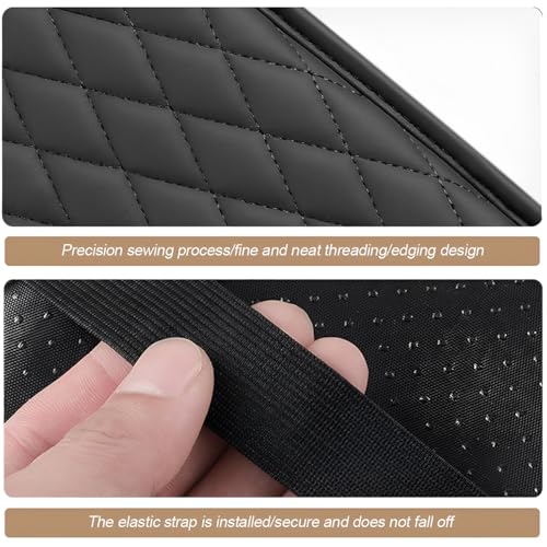 Car Center Console Cover, Leather Vehicle Armrest Seat Box Cushion Pad with Storage Bags, Waterproof Automotive Middle Console Protector, Universal for SUV RV Truck (Black) - color: Black
