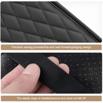 Car Center Console Cover, Leather Vehicle Armrest Seat Box Cushion Pad with Storage Bags, Waterproof Automotive Middle Console Protector, Universal for SUV RV Truck (Black) - color: Black