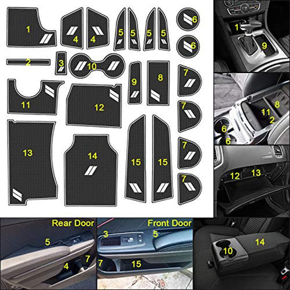 Fits Dodge Charger Accessories 2015-2023, Cup Holder Insert Center Console Shifter Liner Trim Interior Door Pocket Mats Pad (24pcs Set, White Trim) - color: White