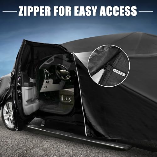 X AUTOHAUX Car Cover for Jeep Wrangler 2DR 2007-2017 Aluminum Film Outdoor Waterproof Sun Rain Snow Hail Protection with Driver Door Zipper - size: for Jeep Wrangler JK 2 Door 2007 -2017