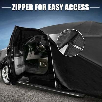 X AUTOHAUX Car Cover for Jeep Wrangler 2DR 2007-2017 Aluminum Film Outdoor Waterproof Sun Rain Snow Hail Protection with Driver Door Zipper - size: for Jeep Wrangler JK 2 Door 2007 -2017