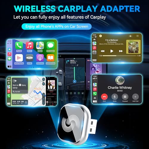 2026 Upgraded Wireless CarPlay Adapter, Bluetooth Car Play Wireless Adapter Mini 2-in-1 Android Auto Adapter, Plug & Play Zero Latency Auto-Connect, USB-A/Type-C Interface, Fits iOS 10+ & 2015+ Cars