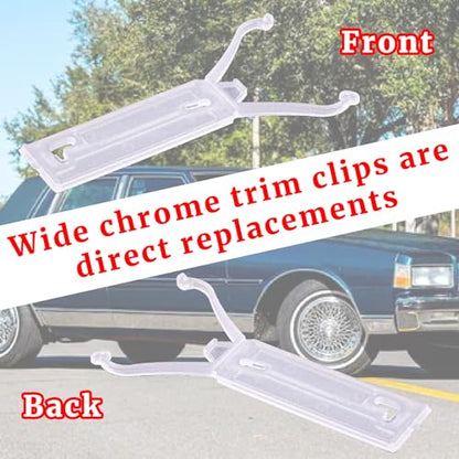 Wide Chrome Molding Clips Fender Door Quarter Trim Molding Clip Retainer Compatible with 1980-1990 Chevrolet Caprice Classic Brougham Replaces GM Part 20631034 Direct Replacement 5 Pcs
