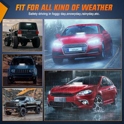 Nilight 12LED Traffic Advisor Strobe Light Bar White Emergency Warning Hazard Safety Dash Front/Rear Windshield Flashing Lights for Cars Trucks Police Firefighter Plow Construction Vehicles - color: White
