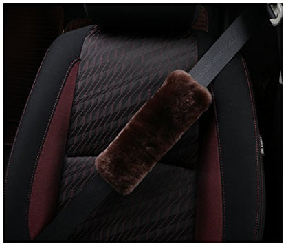 U&M 2pcs Authentic Sheepskin Auto Seat Belt Cover Shoulder Pad for Adult Youth Kid Toddlers - Car, Truck, SUV, Camera Backpack Straps - Genuine High Density Soft Australian Wool (Mocha Brown) - color: Mocha Brown