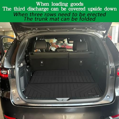 Large Cargo Liners Custom Fit for 2024 2025 Mazda CX90, Foldable Trunk Mat for 2024 Mazda CX-90, TPE All Weather Waterproof Rear Cargo Mat Easy to Clean-Black - size: 2024 2025 Mazda CX90 Cargo Liner