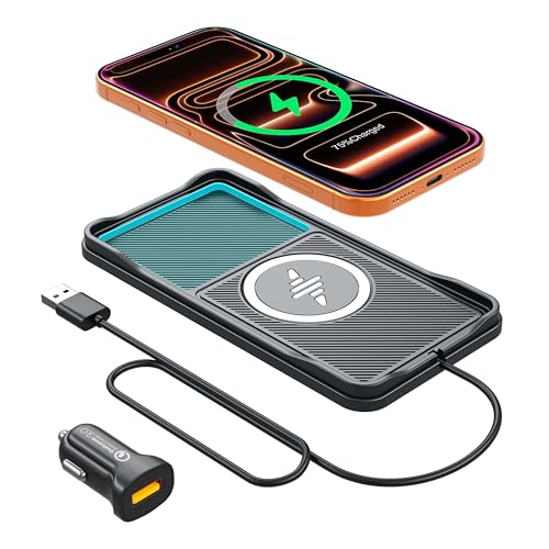 Wireless Car Charger Pad, 15w Fast Car Wireless Chargers Charging pad Non Slip Charger for Car Wireless Phone Charger for iPhone 17/16/15/14/13/12 Pro Max,Samsung S23 S22 S20 for Android, 30cm Cable - color: 30cm Cable-for IPHONE PRO MAX