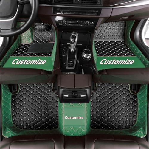 Custom Personalized Floor Mats for Cars，Luxury Full Coverage All Car Floor Mats，Anti-Slip Leather Car Mat Set ，Custom Floor Mats for 99% of Cars, Trucks & SUVs (Edge Light Green, Medium Black, Beige) - color: Edge light green, medium black, beige