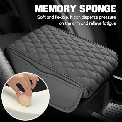wuyaoyao Car Center Console Cover, 12.13"×8.66"×3.74" Leather Car Armrest Cover with with 2 Side Pockets, Memory Foam Soft Auto Armrest Cushion Pad, Universal Vehicle Arm Rest Protector (Gray) - color: Gray