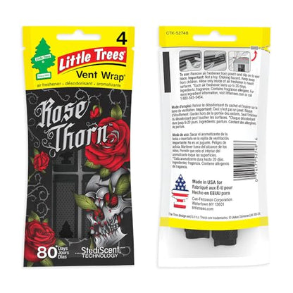LITTLE TREES Car Air Freshener | Vent Wrap Provides Long Lasting Scent, Invisibly Fresh | 16 Air Fresheners | Rose Thorn - color: Rose Thorn