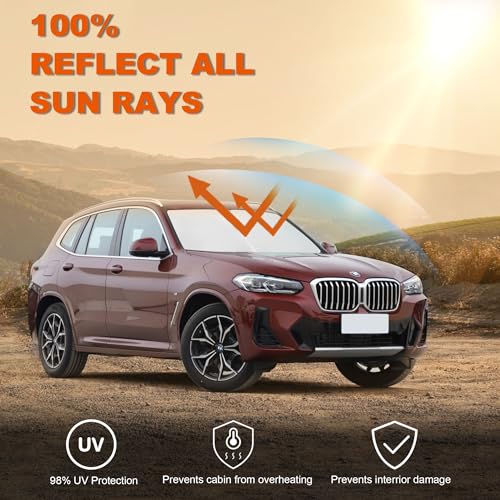 2026 Upgrade Front Windshield Sunshade fit for BMW X3 2018-2026 Reflector Foldable Car Shade Automotive Windshield Sunshades for BMW X3 Windshield Sun Shade |Keeps Your Vehicle Cool| - size: Fit for BMW X3 2018-2023
