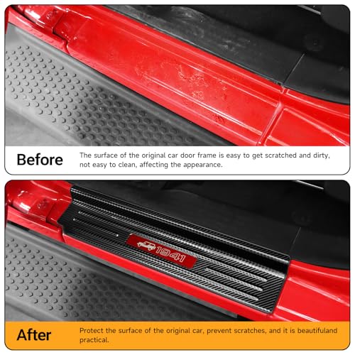 Upgraded Door Sill Guards Compatible with Jeep Wrangler JL JLU 2018-2025 2026 & Gladiator JT 2020-2025 2026 Accessories Stainless Steel Front and Rear Door Entry Guard (4PCS Carbon Fiber) - size: 4-Door Carbon Fiber