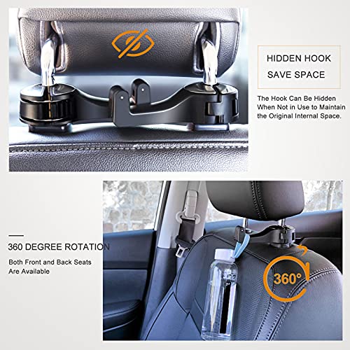 Car Headrest Hook with Phone Holder, Universal 360 Rotation Headrest Hooks for Purses and Bags (Silver) - color: Silver