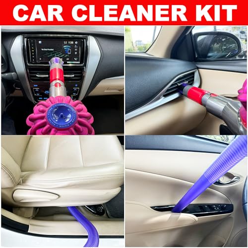 For Dyson V7 V8 V10 V11 V15 Vacuum Accessories & Attachment -Traceless Dust Brush & Dryer Vent Cleaner Kit - Refrigerator Condenser Coil Brush- Flexible Crevice Tool for Small Crevice & Car Detailing
