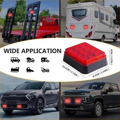 2PCS LED Red Strobe Lights Magnetic Flashing Lights Rechargeable Beacon Safety Warning Emergency Lights Magnetic Trailer Lights Wireless Battery Powered Strobe Lights for Trucks Vehicles Car - color: Red