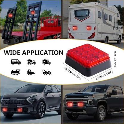 2PCS LED Red Strobe Lights Magnetic Flashing Lights Rechargeable Beacon Safety Warning Emergency Lights Magnetic Trailer Lights Wireless Battery Powered Strobe Lights for Trucks Vehicles Car - color: Red