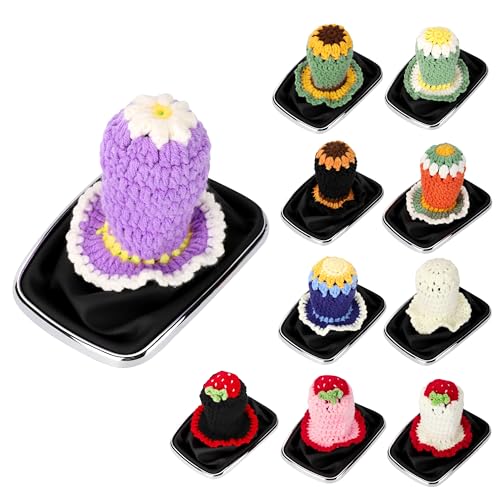 Crochet Shift Knob Cover, Universal Handcrafted Sunflower Boho Car Accessories for Women, Car Shift Boots Knobs Cover Automotive Interior Fits Car Truck SUV (49#SC) - color: 49#SC