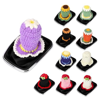 Crochet Shift Knob Cover, Universal Handcrafted Sunflower Boho Car Accessories for Women, Car Shift Boots Knobs Cover Automotive Interior Fits Car Truck SUV (49#SC) - color: 49#SC