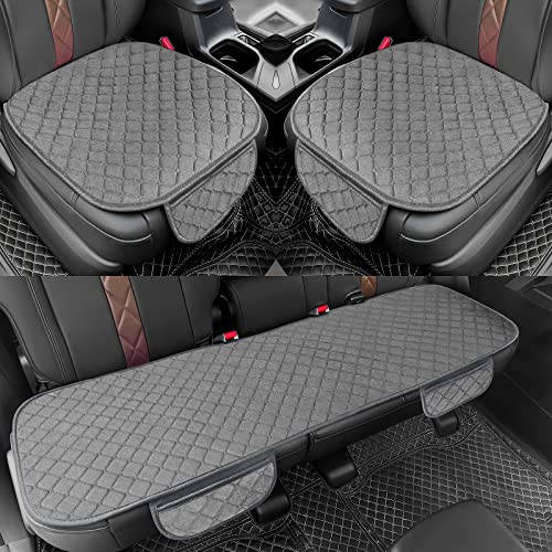 surpassme Car Seat Covers Universal Seat Covers for Car Accessories with Storage Pockets, Car Front Seat Covers and Rear Bench Coverfor Automotive, SUV, Truck, and Van(Grey) - color: Grey, size: 2 Front Seat Covers + 1 Rear Bench Seat Cover