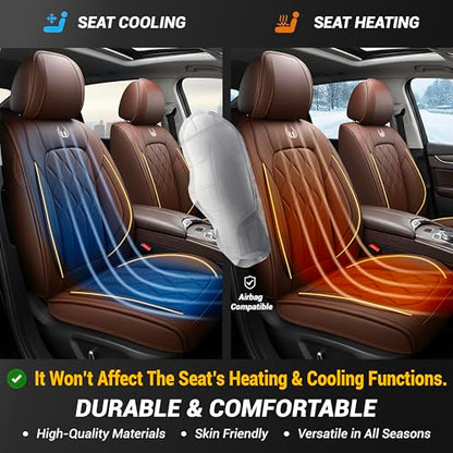 OASIS AUTO Car Seat Covers Full Set Premium Waterproof Faux Leather Cushion Universal Accessories Fit SUV Truck Sedan Automotive Vehicle Auto Interior Protector (013-Brown) - color: 013-Brown