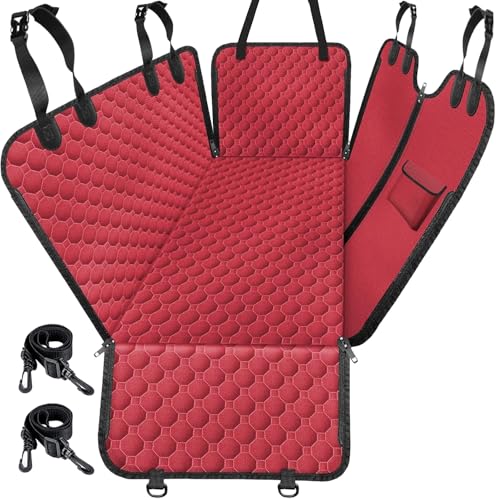 Mancro Dog Car Seat Cover for Back Seat, 2026 Upgraded 600D Heavy Duty Waterproof & Scratch-Resistant Dog Hammock for Car, Back Seat Pet Cover for Dogs with Sedan, Trucks and SUVs, Standard, Red - color: Red, size: Standard (54" W x 55" L)