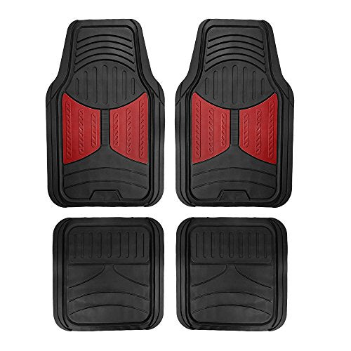 FH Group Automotive Floor Mats - Heavy-Duty Monster Eye Rubber Floor Mats for Cars, Universal Fit Full Set, Climaproof Floor Mats, Trimmable Floor Mats for Most Sedan, SUV, Truck Floor Mats Burgundy - color: Burgundy, style: Floor Mat Set